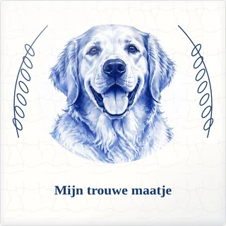 Tegeltje met foto mijn trouwe maatje samen is thuis van keramiek in detail