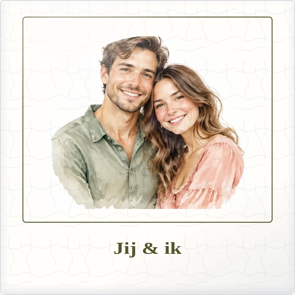 Tegeltje met foto jij ik liefde om te bewaren van keramiek in detail