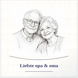 Tegeltje met foto liefste opa oma geluk in kleine dingen van keramiek in detail