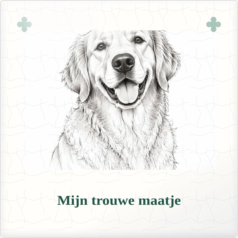 Tegeltje met foto mijn trouwe maatje een plek in mijn hart van keramiek in detail