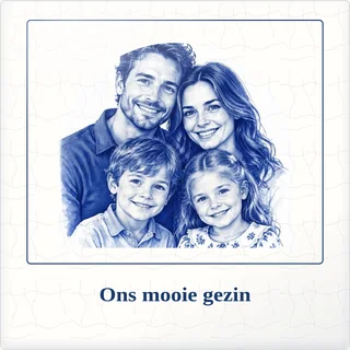 Tegeltje met foto ons mooie gezin liefde om te bewaren van keramiek in detail