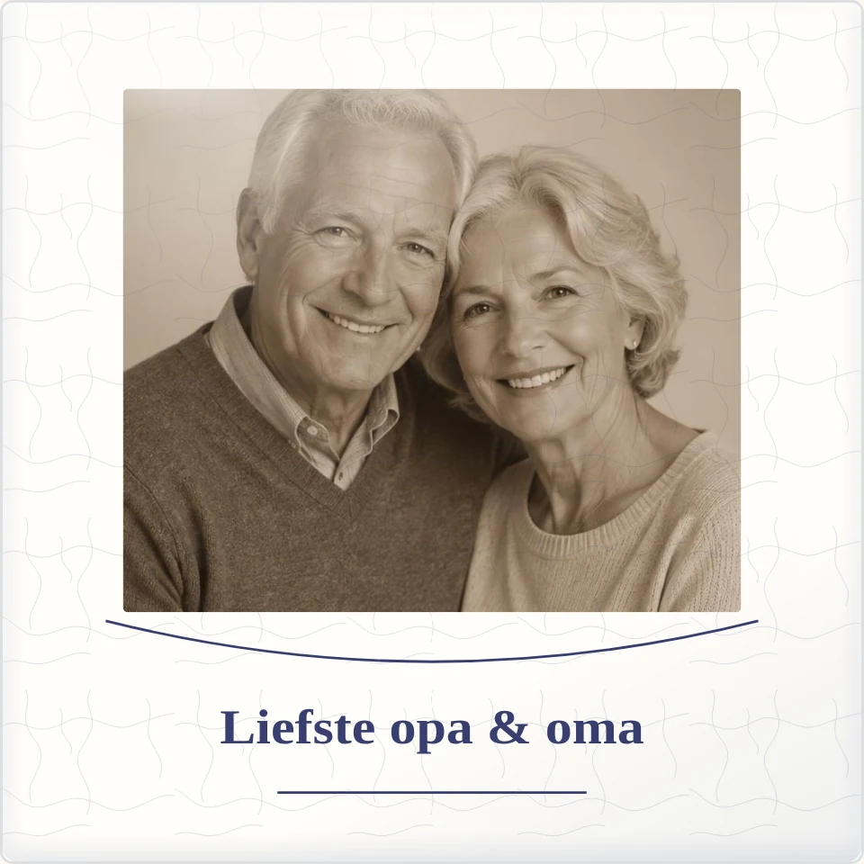 Tegeltje met foto liefste opa oma geluk in kleine dingen van keramiek in detail