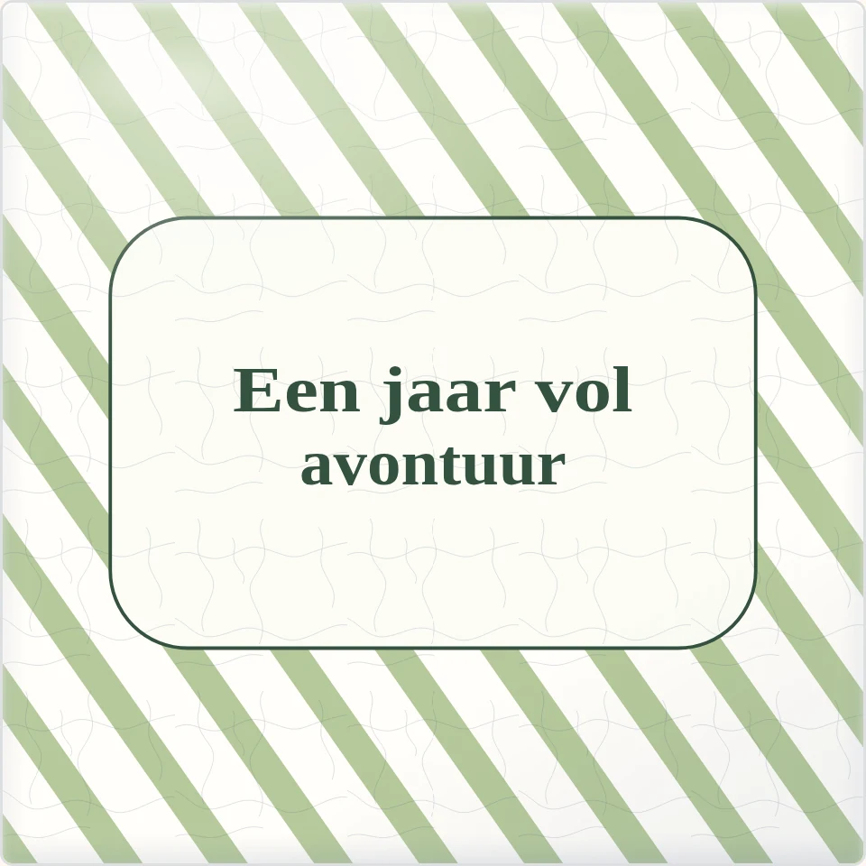 Tegeltje met tekst een jaar vol avontuur van keramiek in detail