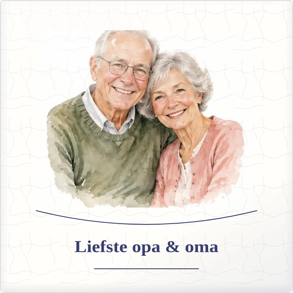 Tegeltje met foto liefste opa oma geluk in kleine dingen van keramiek in detail