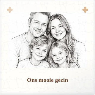 Tegeltje met foto ons mooie gezin een plek in mijn hart van keramiek in detail