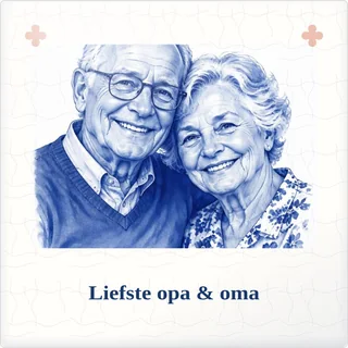 Tegeltje met foto liefste opa oma een plek in mijn hart van keramiek in detail