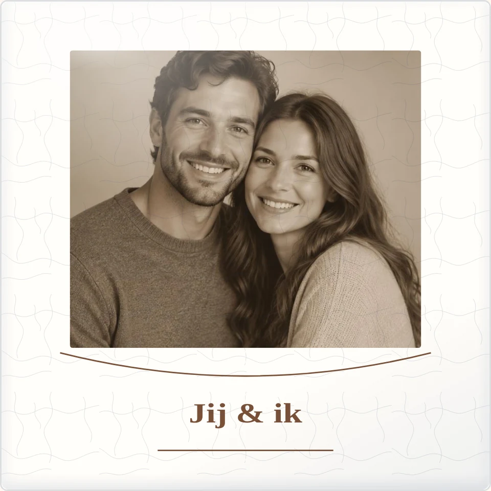 Tegeltje met foto jij ik geluk in kleine dingen van keramiek in detail