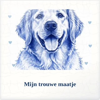 Tegeltje met foto mijn trouwe maatje voor altijd dichtbij van keramiek in detail