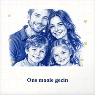 Tegeltje met foto ons mooie gezin voor altijd dichtbij van keramiek in detail