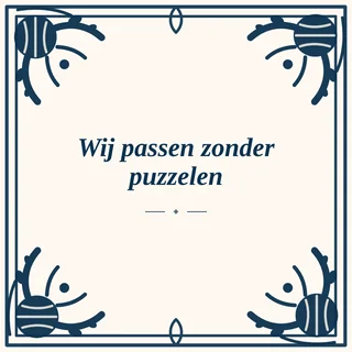 Tegeltje met tekst wij passen zonder puzzelen