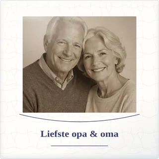 Tegeltje met foto liefste opa oma geluk in kleine dingen van keramiek in detail