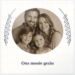 Tegeltje met foto ons mooie gezin samen is thuis van keramiek in detail