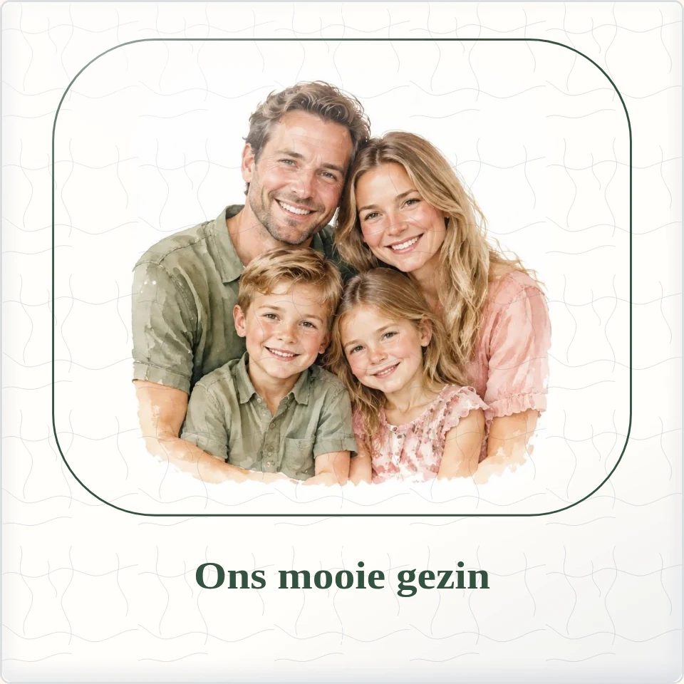 Tegeltje met foto ons mooie gezin zo bijzonder samen van keramiek in detail