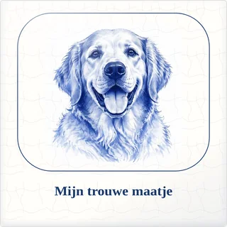 Tegeltje met foto mijn trouwe maatje zo bijzonder samen van keramiek in detail