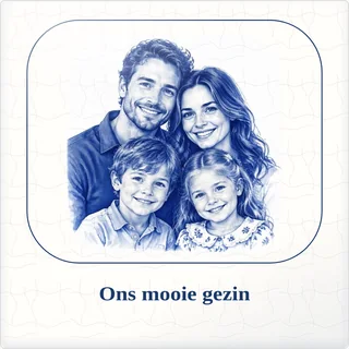 Tegeltje met foto ons mooie gezin zo bijzonder samen van keramiek in detail