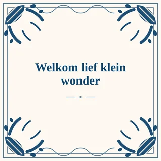 Tegeltje met tekst welkom lief klein wonder