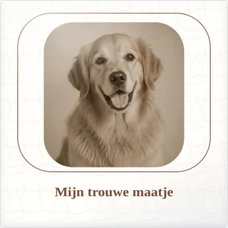Tegeltje met foto mijn trouwe maatje zo bijzonder samen van keramiek in detail