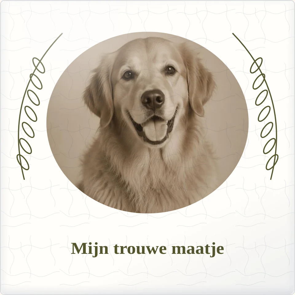 Tegeltje met foto mijn trouwe maatje samen is thuis van keramiek in detail