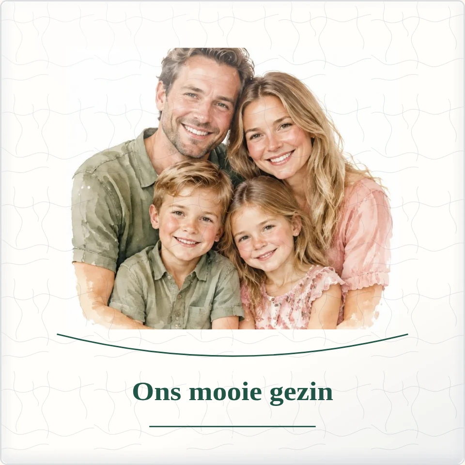 Tegeltje met foto ons mooie gezin geluk in kleine dingen van keramiek in detail