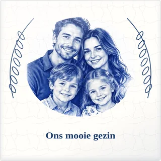 Tegeltje met foto ons mooie gezin samen is thuis van keramiek in detail