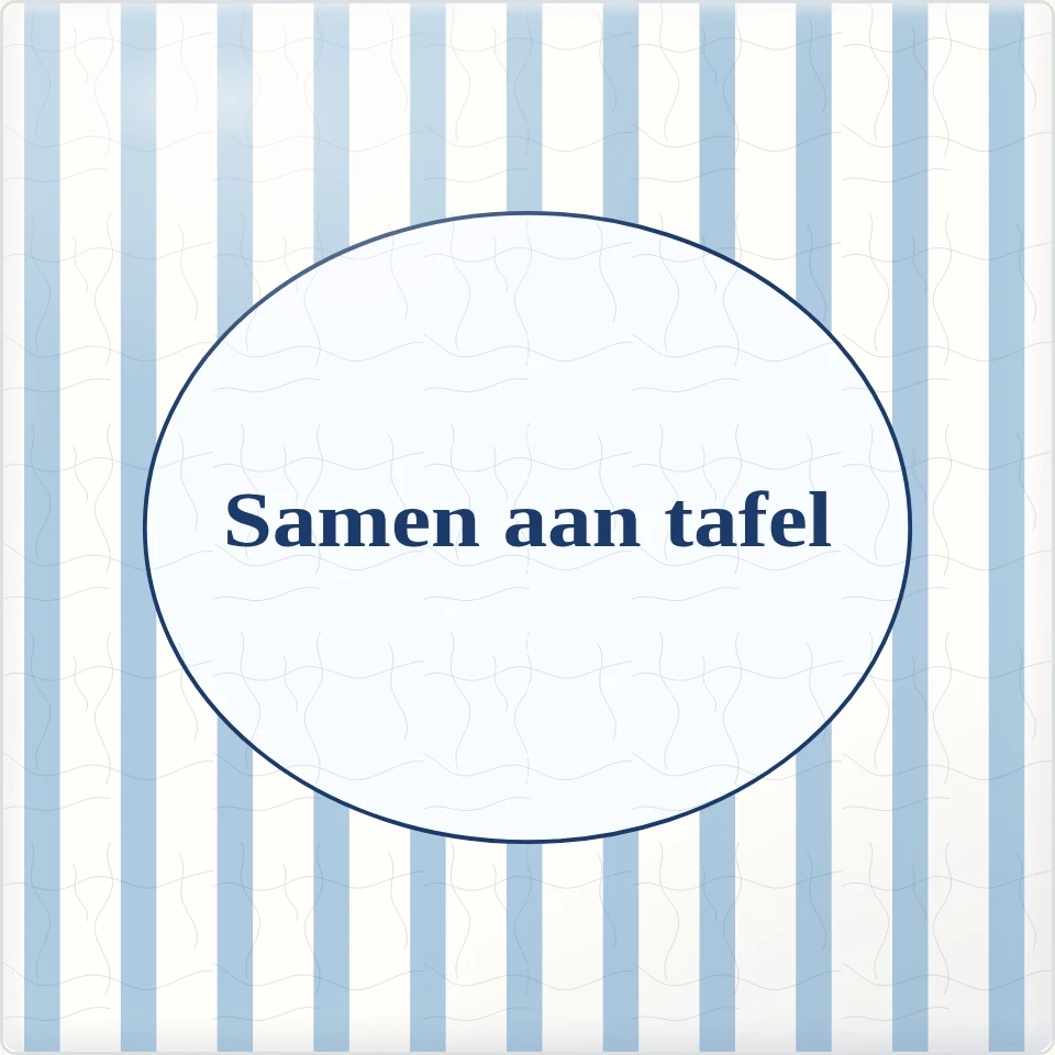 Tegeltje met tekst samen aan tafel van keramiek in detail