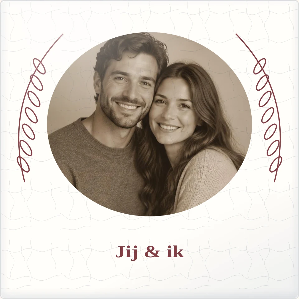 Tegeltje met foto jij ik samen is thuis van keramiek in detail