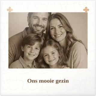 Tegeltje met foto ons mooie gezin een plek in mijn hart van keramiek in detail
