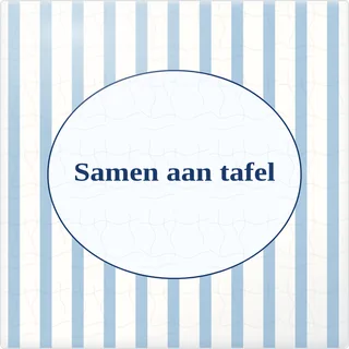 Tegeltje met tekst samen aan tafel van keramiek in detail