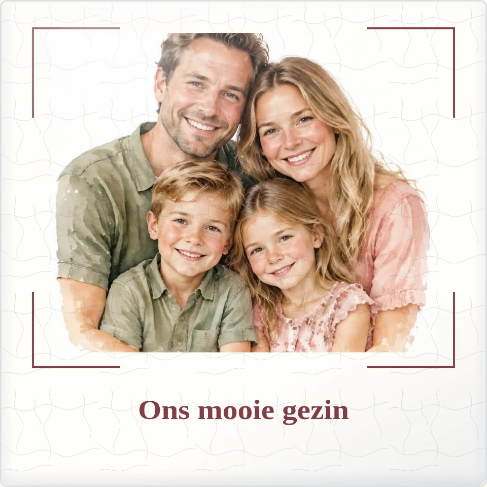 Tegeltje met foto ons mooie gezin ons verhaal van keramiek in detail
