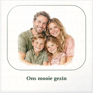 Tegeltje met foto ons mooie gezin zo bijzonder samen van keramiek in detail