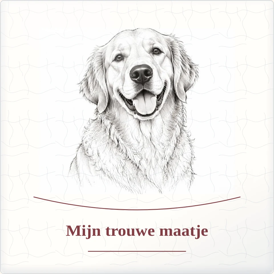 Tegeltje met foto mijn trouwe maatje geluk in kleine dingen van keramiek in detail