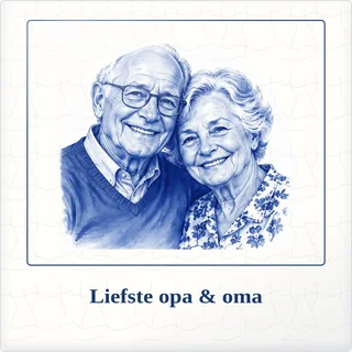 Tegeltje met foto liefste opa oma liefde om te bewaren van keramiek in detail