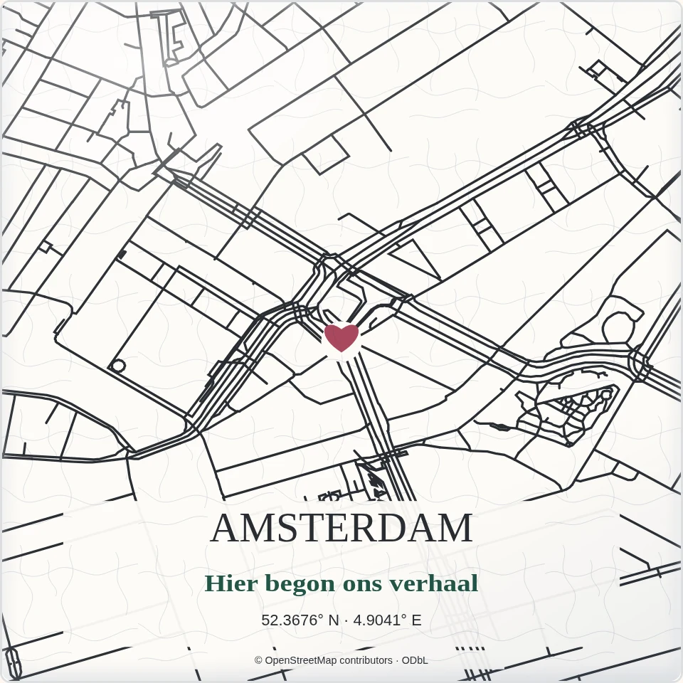 Tegeltje “Amsterdam · Hier begon ons verhaal”