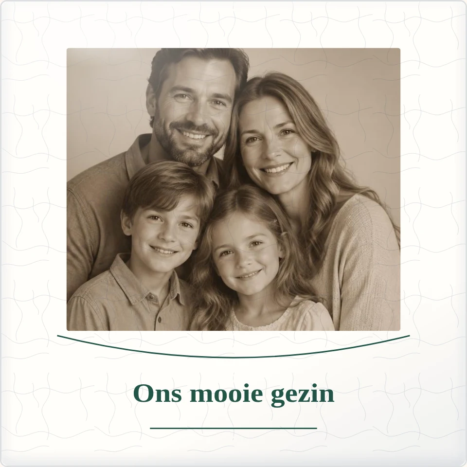 Tegeltje met foto ons mooie gezin geluk in kleine dingen van keramiek in detail