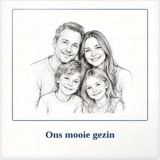 Tegeltje met foto ons mooie gezin liefde om te bewaren van keramiek in detail