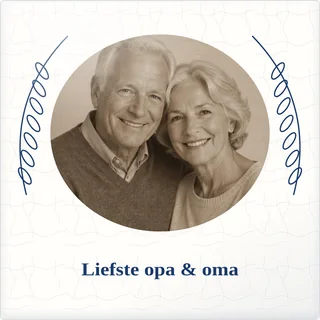 Tegeltje met foto liefste opa oma samen is thuis van keramiek in detail