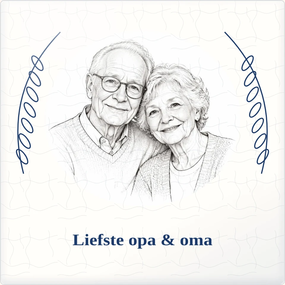 Tegeltje met foto liefste opa oma samen is thuis van keramiek in detail