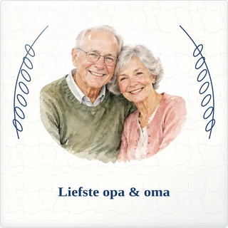 Tegeltje met foto liefste opa oma samen is thuis van keramiek in detail