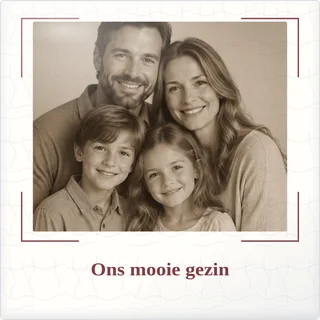 Tegeltje met foto ons mooie gezin ons verhaal van keramiek in detail