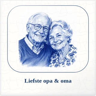 Tegeltje met foto liefste opa oma zo bijzonder samen van keramiek in detail