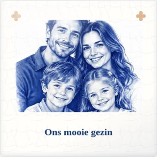 Tegeltje met foto ons mooie gezin een plek in mijn hart van keramiek in detail