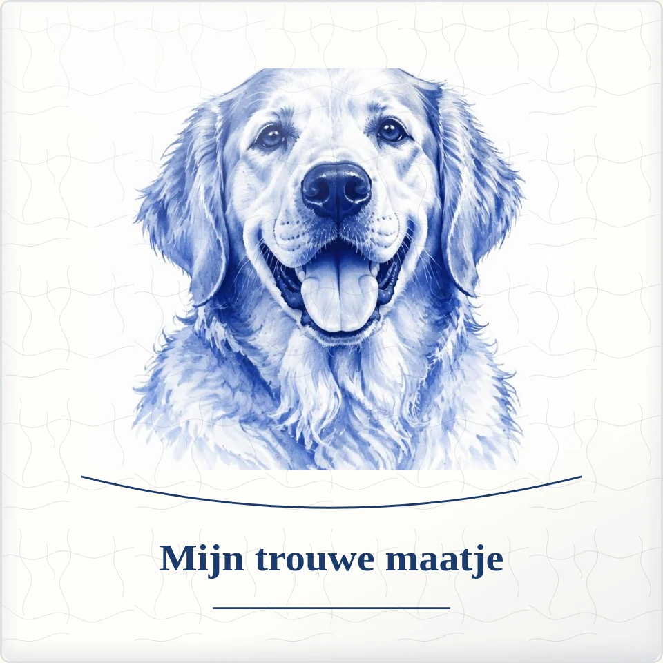 Tegeltje met foto mijn trouwe maatje geluk in kleine dingen van keramiek in detail