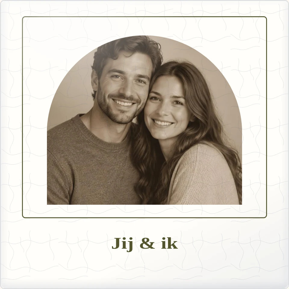 Tegeltje met foto jij ik liefde om te bewaren van keramiek in detail