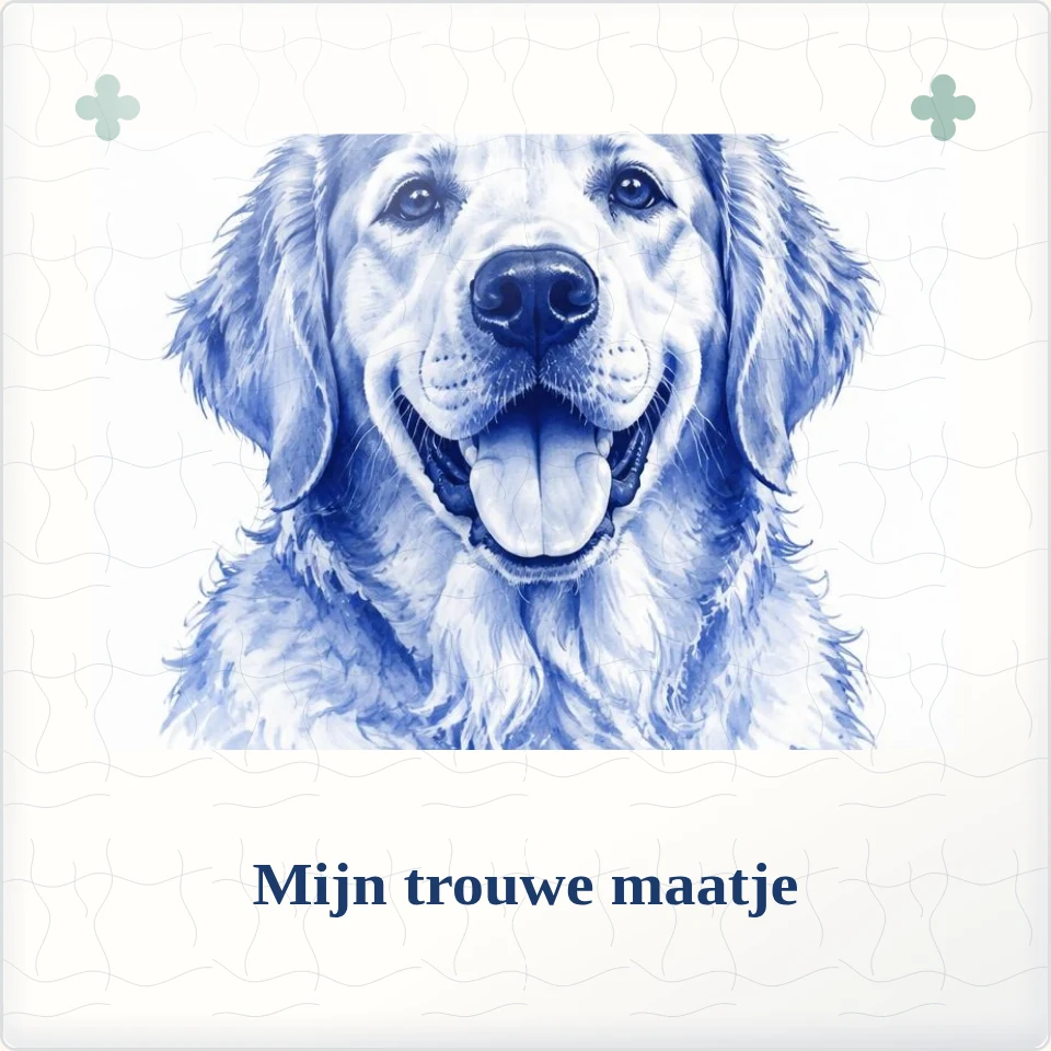 Tegeltje met foto mijn trouwe maatje een plek in mijn hart van keramiek in detail