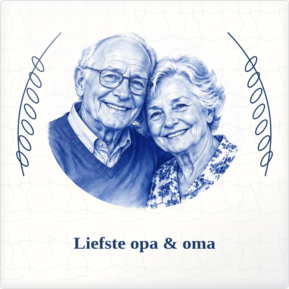 Tegeltje met foto liefste opa oma samen is thuis van keramiek in detail