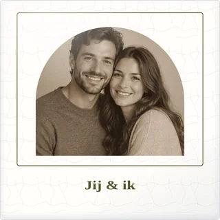 Tegeltje met foto jij ik liefde om te bewaren van keramiek in detail