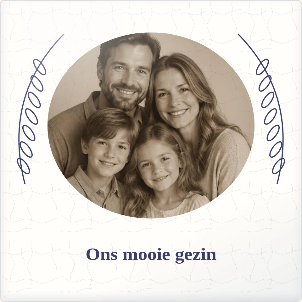 Tegeltje met foto ons mooie gezin samen is thuis van keramiek in detail