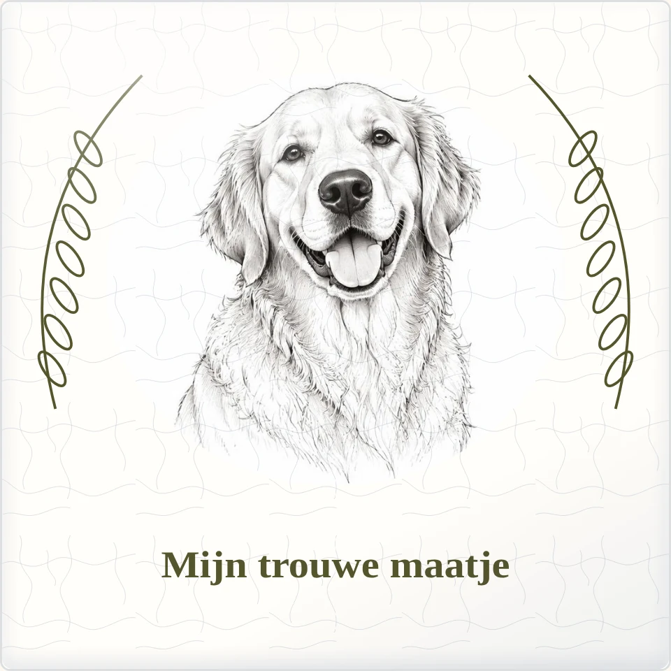 Tegeltje met foto mijn trouwe maatje samen is thuis van keramiek in detail