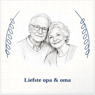 Tegeltje met foto liefste opa oma samen is thuis van keramiek in detail