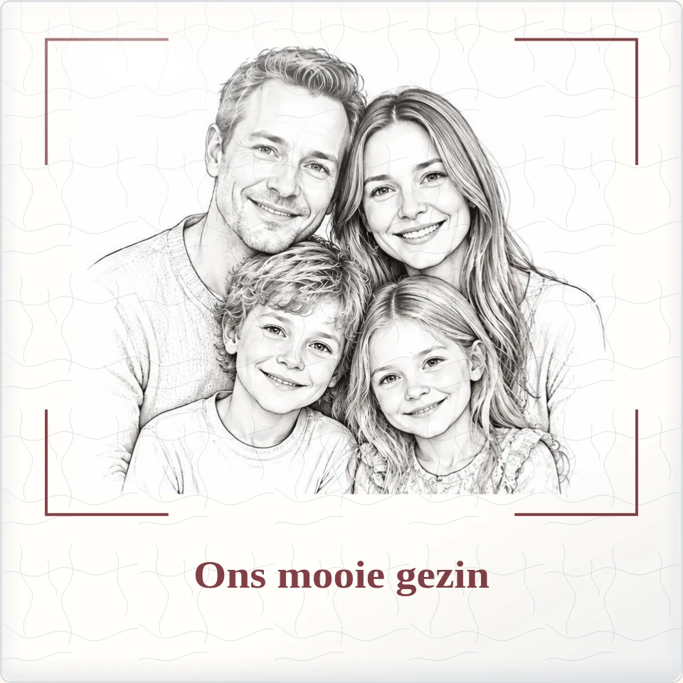 Tegeltje met foto ons mooie gezin ons verhaal van keramiek in detail